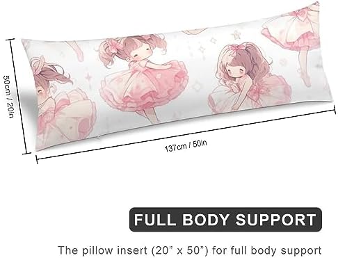 Pink Glitter Ballerina Body Pillow Case 20x54inch