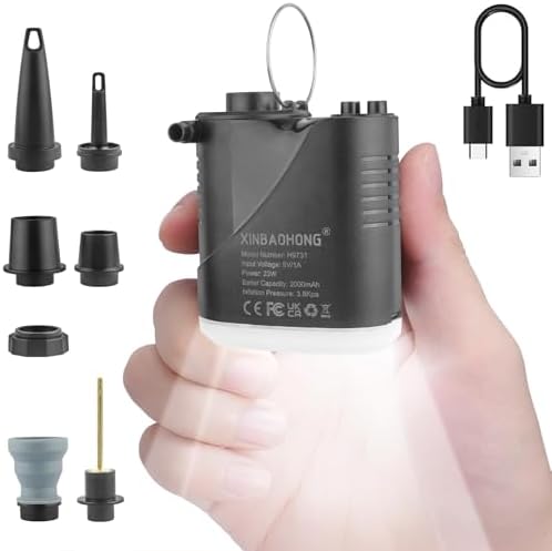 XINBAOHONG 3-in-1 Mini Air Pump with Camping Light
