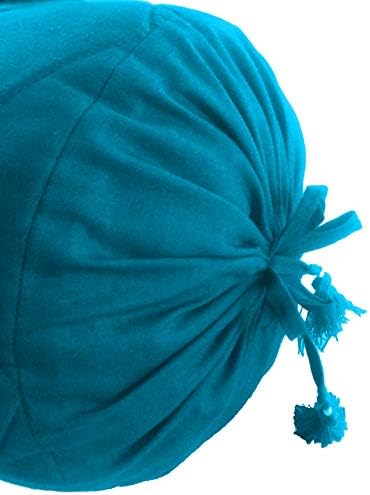 Turquoise Blue Quilted Bolster Pillowcase Cover - 9 x 24 Cotton Removable