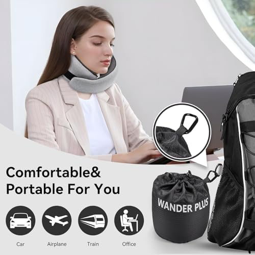 WANDER PLUS Travel Pillow - Memory Foam Neck Support for Adults