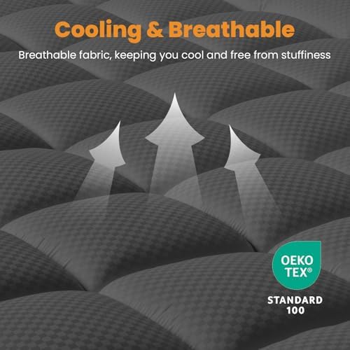 MATBEBY King Size Mattress Pad - Cooling Breathable Dark Grey 78x80 Inches
