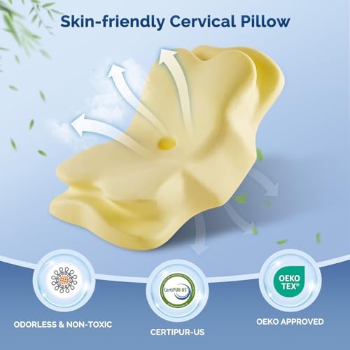 Silkena Cervical Neck Pillow with Cooling Memory Foam
