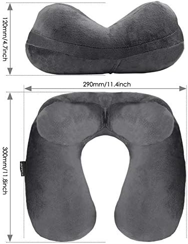 UROPHYLLA Inflatable Neck Pillow - Soft Velvet Compact Washable Travel Friendly