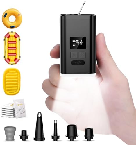 OMQ Portable Air Pump with Camping Lantern and LED Display
