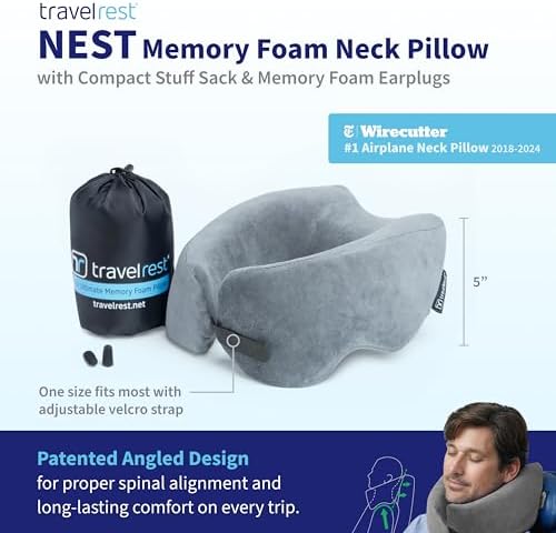 TRAVELREST Nest Memory Foam Travel Neck Pillow - Gray