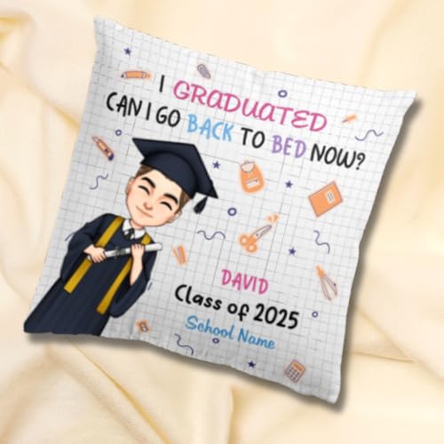 I Graduated Can I Go Back To Bed Now Pillow - Class of 2025