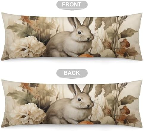 Cute Bunny Flowers Body Pillowcase 20x54inch