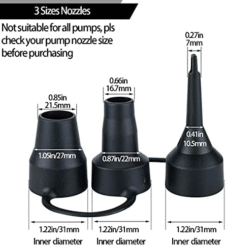 OIIKI 3 Set Air Pump Nozzles with 3 Sizes Black