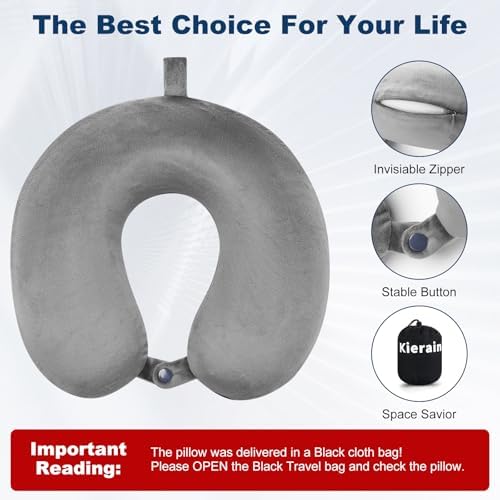 GDEOUP Travel Pillow with Memory Foam and Washable Cover