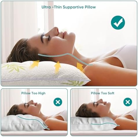 MINUPWELL Ultra Flat Bamboo Rayon Pillow 18x13 in