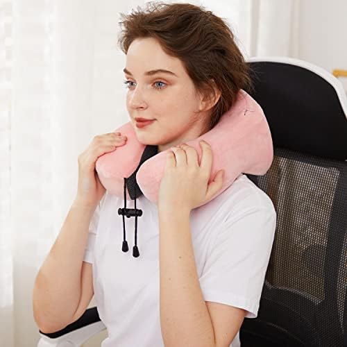 TALLGO Travel Pillow with Memory Foam Support Pink 1