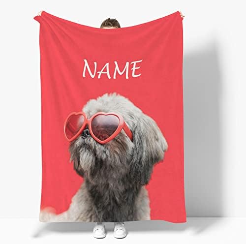 Customized Throw Blanket with Photo and Funny Message for Pet Lover Gifts