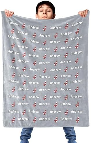 CUSPILO Personalized Candy Cane Throw Blanket