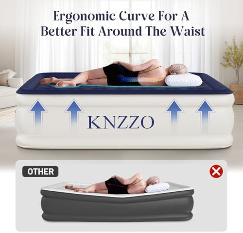 KNZZO Air Mattress Full with Built-in Pump and Storage Bag