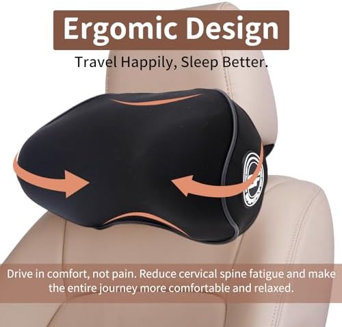 2 Pack Car Headrest Pillow with Sleep Mask for Neck Support