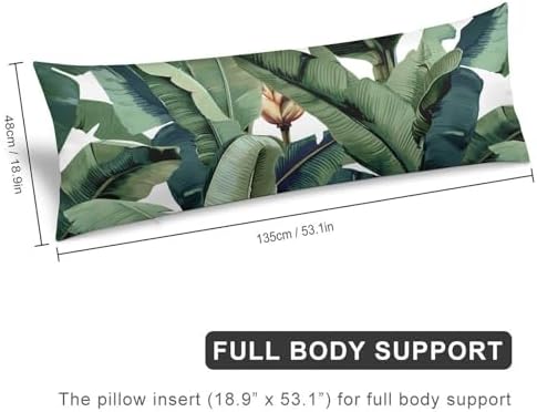 Haneni Banana Leaf Throw Pillow Cover 20x54 Polyester with Zipper