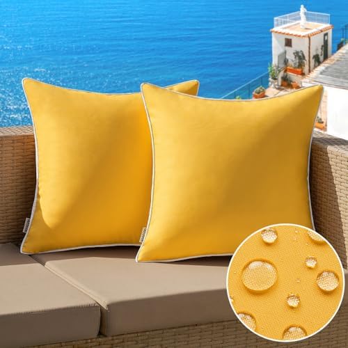 MIULEE 2 Pack Waterproof Outdoor Pillow Covers