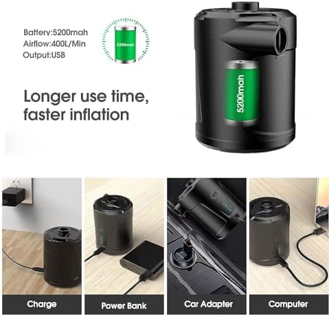 DrNanhai Electric Air Pump for Inflatables 5200mAh Rechargeable