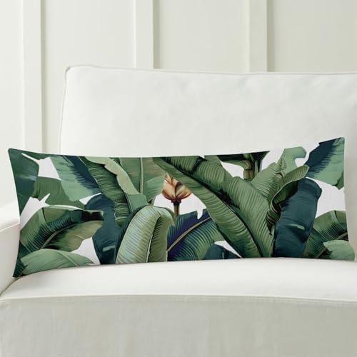 Haneni Banana Leaf Throw Pillow Cover 20x54 Polyester with Zipper