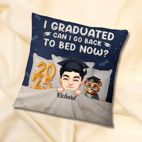 I Graduated Can I Go Back To Bed Pillow - Personalized Graduation Gift 1