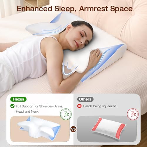 Hexus Cervical Neck Pillow for Pain Relief and Cooling Support White
