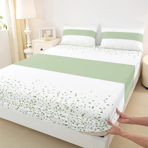 Castle Fairy White Green Fitted Sheet Twin Set with Pillowcase 1