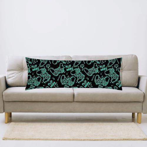 Nanilala Game Controller Body Pillow Cover 20x54 Green Black