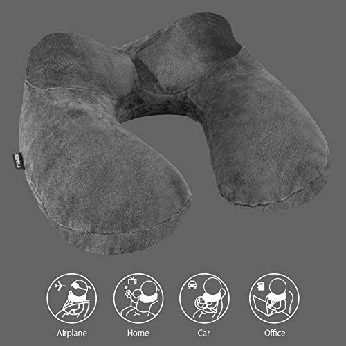 UROPHYLLA Inflatable Neck Pillow - Soft Velvet Compact Washable Travel Friendly