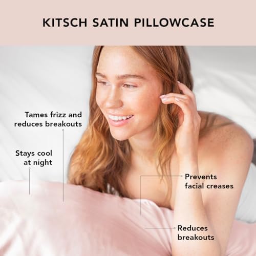 Kitsch Satin Pillowcase with Zipper - Blush Cooling Wrinkle-Free