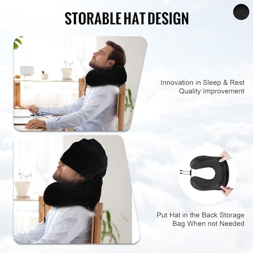 Cirorld Travel Pillow with Hood for Airplane and Car