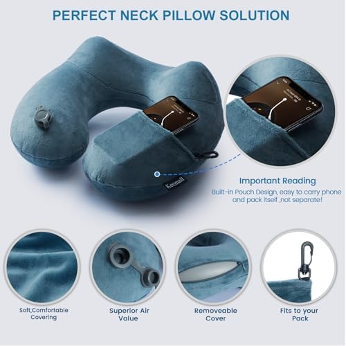 Keemall Inflatable Travel Neck Pillow for Airplane Comfort