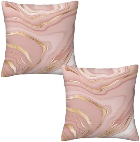 Pink Gold Marble Throw Pillow Covers Set of 2