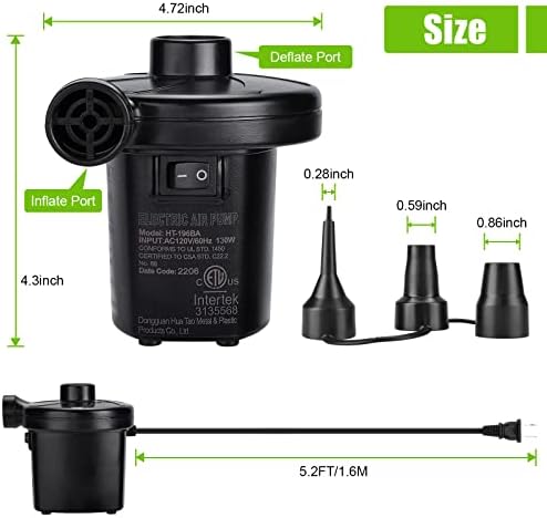 CAMULAND 130W Electric Air Pump with 3 Nozzles