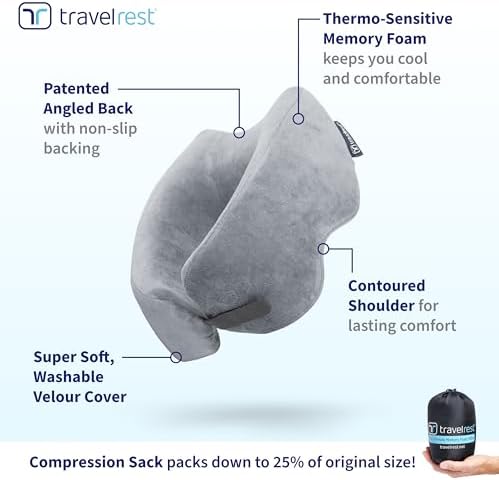 TRAVELREST Nest Memory Foam Travel Neck Pillow - Gray