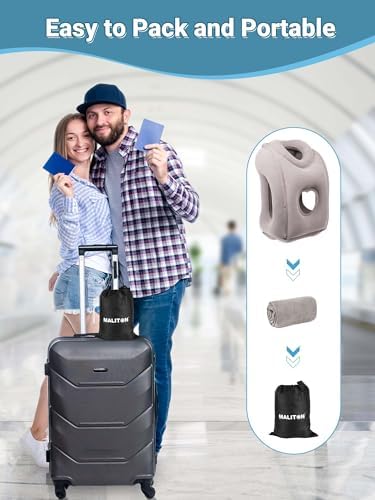 Maliton Inflatable Travel Pillow for Airplane Comfort Neck Support