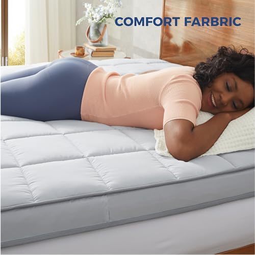 Jamdok 3 Inch Mattress Topper Cover with Zipper and Adjustable Straps