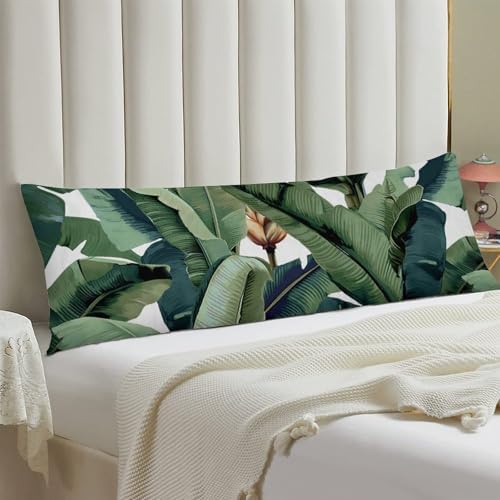 Haneni Banana Leaf Throw Pillow Cover 20x54 Polyester with Zipper