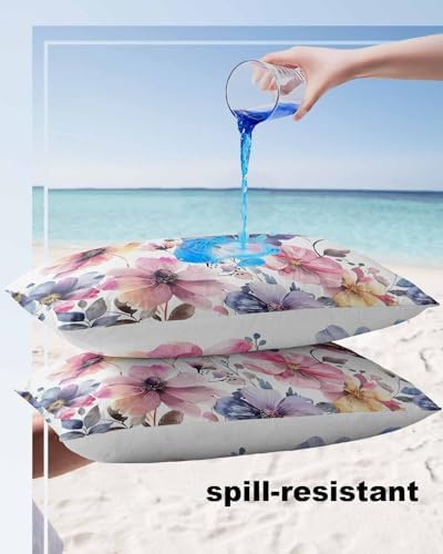 Waterproof Pillow Protectors 2 Pack with Zipper and Wildflower Design
