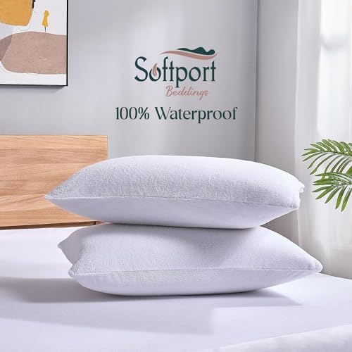 Waterproof Pillow Protector 2 Pack - Bed Bug Proof 20x26 Inches