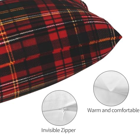 Augenstern Velvet Pillow Protector 14x20 Red Tartan