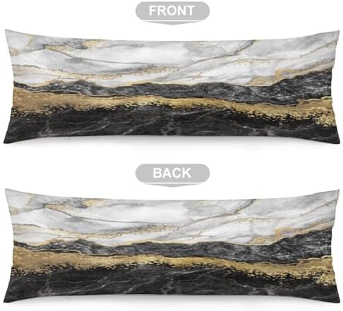 Black Gold Grey Marble Texture Navy Body Pillow Cover with Zipper