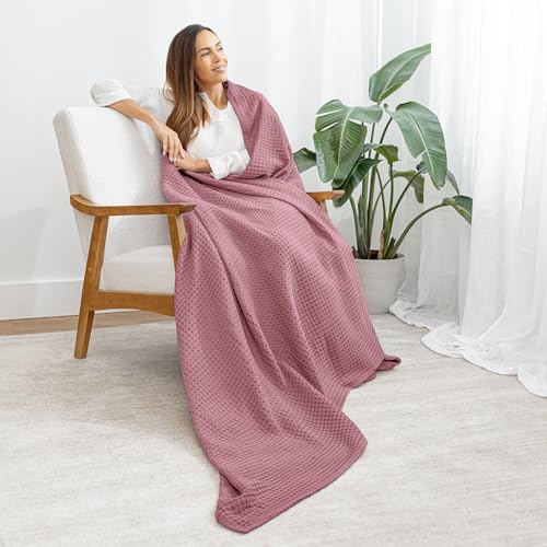 Comfy Cubs Cotton Waffle Throw Blanket - Mauve 50 X 60