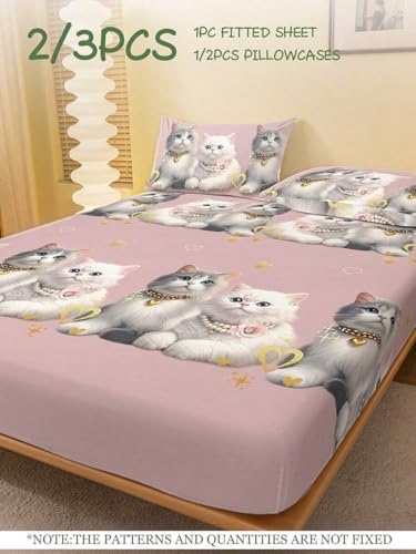 Fuver Cat 23 Pcs Microfiber Fitted Sheet Set
