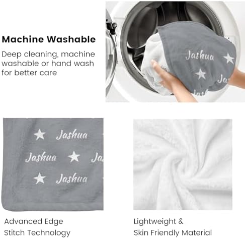 Customizable Name Blanket with Star - Flannel Throw for Birthday Christmas