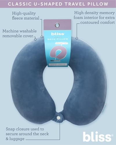 Bliss Lightweight Travel Neck Pillow with Snap Closure