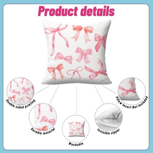 2 pcs Flannel Bow Throw Pillow Covers 18x18 Preppy Decor