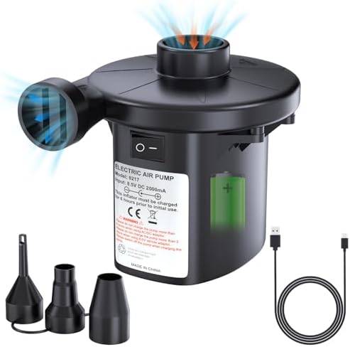 PULIDIKI Rechargeable Air Pump with 3 Nozzles