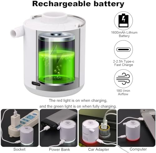 XINBAOHONG 3-in-1 Air Pump with Camping Light