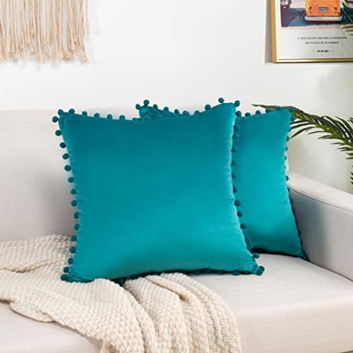 Elegant Comfort Velvet Cushion Covers Set of 2 Turquoise