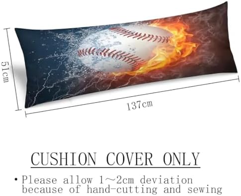 KENADVI Baseball Body Pillow Cover - 20x54 Fire Water Flame Decor